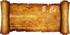 Benyus Csaba névjegykártya